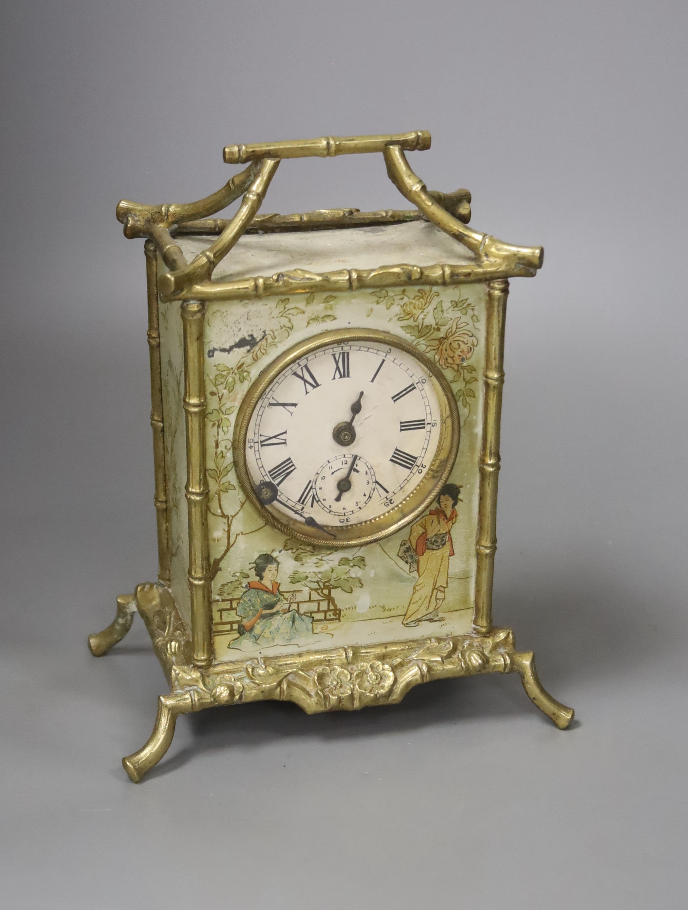 A chinoiserie decorated mantel clock